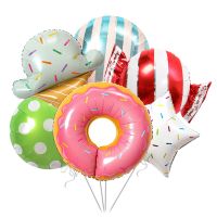 Donuts Candy Ice Cream Popcorn Food Foil Balloons Baby Shower Kids Toys balloons Boys Gril Gift Doughnut Rainbow Kids Toys