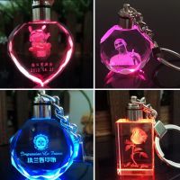 【CW】 Custom photo couple gift family souvenir laser engraving crystal keychain color led light light light toy can be customized text