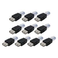 10Pcs USB A Female to RJ45 Adapter USB to RJ45 Connector Adapter Connector Router Adapter USB to RJ45 Female A to Ethernet Internet RJ45