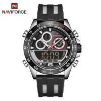 ⌚NAVIFORCE Jam Tangan LED แฟชั่นสำหรับผู้ชายนาฬิกาข้อมือดิจิทัลควอตซ์นาฬิกาผู้ชายแนวสปอร์ตยางสีดำหรูหราเป็นของขวัญ9188