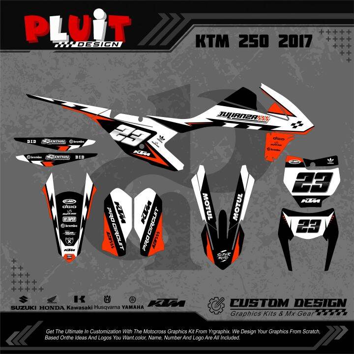 DECAL KTM 250 2017 DESAIN BARU CUSTOM BEBAS WARNA BISA PAKAI NO DAN