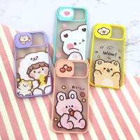 เคส iPhone พร้อมส่งจากไทย!! เคสโทรศัพท์ฝาปิดเลนส์กล้องฝาสไลด์ เคสกันเลนส์กล้อง ขอบสี พิมพ์ลายการ์ตูน เคสแฟชั่น เคสการ์ตูน เคสไอโฟน