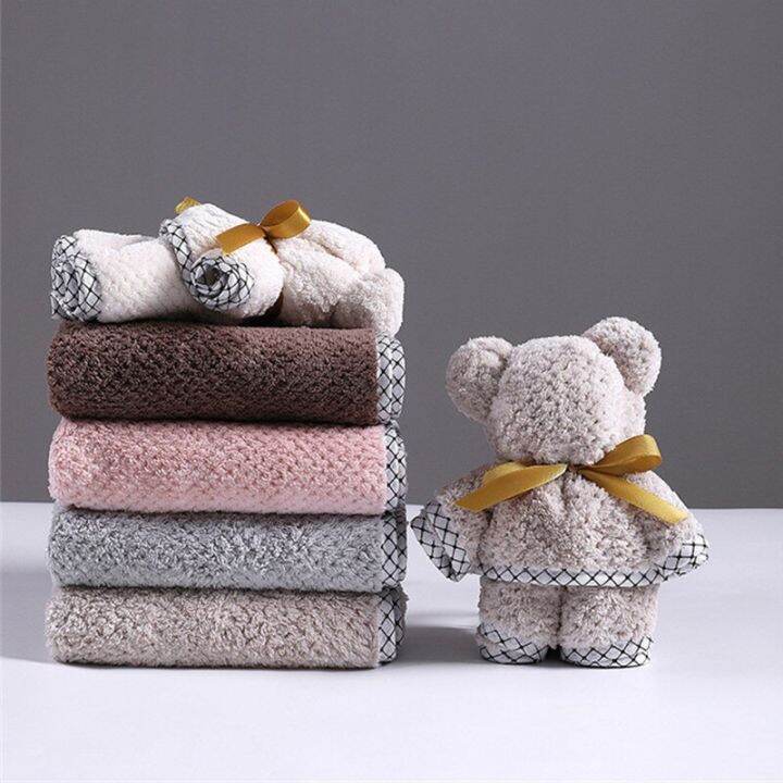 1pc-34x75cm-microfiber-coral-fleece-absorbent-bear-modeling-hand-face-towel-wedding-gift