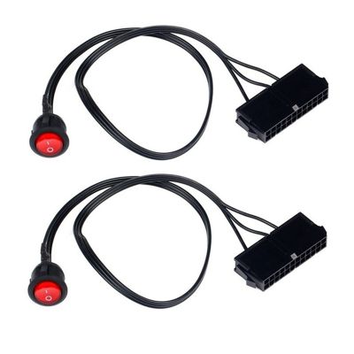 2PCS 50cm Cable Copper Tin Wire 24-Pin Female ATX PSU PC Power Supply Starter Tester Start Up Jumper with ON/OFF Switch