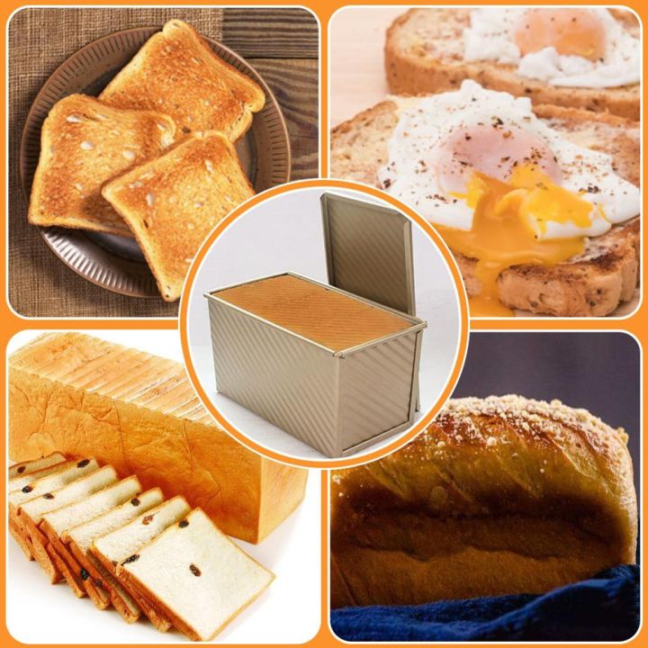 แม่พิมพ์ขนมปัง-พิมพ์อบขนมปังปอน-ขนมปังแถว-ขนมปังแซนวิช-เคลือบสีทองพร้อมฝาปิด