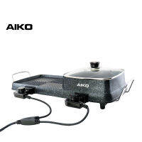 AIKO #BL-K6230 เตาชาบู 2 ช่อง พร้อมกระทะย่าง BBQ  2200 วัตต์ มีทอร์โมสตัท ***รับประกัน 2ปี ***มอก 1641-2552