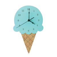 WXWooden Ice Cream Shape Wall Clock Arabic Numerals Home Living Room Office Decor