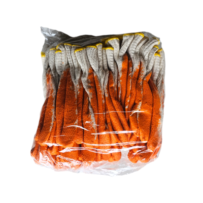 ถุงมือผ้าทอเคลือบยางธรรมชาติสีส้ม ถุงมือป้องกันบาดกันลื่น ถุงมือใช้งานอเนกประสงค์ (ขายแพ็ค 12คู่)