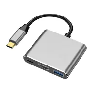 3 in 1 Type C to HDMI Adapter 4K 1080P USB Hub Docking Station with 3.0 87W PD Charging Port for MacBook Grey