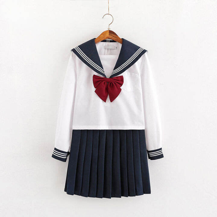 Jk Seragam Tulen Saman Skirt Panjang Lebih Lutut Asas Sailor Suit Kolej ...