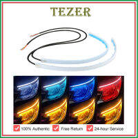 TEZER ไฟ LED DRL สำหรับรถยนต์,ไฟติดหน้ารถแถบนิ่มยืดหยุ่นได้กันน้ำอัตโนมัติ12V 30/45/60ซม. อุปกรณ์เสริมสำหรับตกแต่งไฟหน้ารถจำนวน2ชิ้น