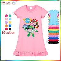 COD SDFGDERGRER Robocar Poli Girls Dress Top Fashion Casual Kids Cartoon Print Childrens Home Clothes Sleepwear 3-15Y