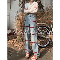 CDO DaDulove New Korean Version of Ins Three-dimensional Embroidery Jeans High Waist Loose Womens Wide-leg Pants