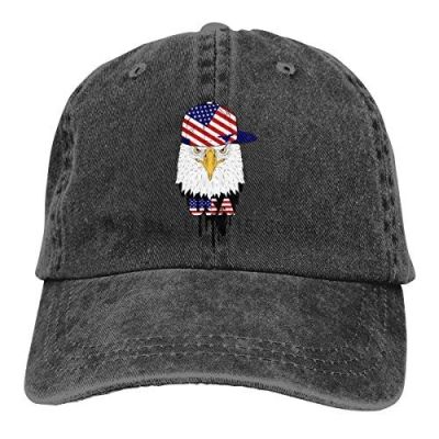 Eagle in Cap With Usa Flag Baseball Cap American Flag Vintage Adjustable Cotton Denim Dad Hat