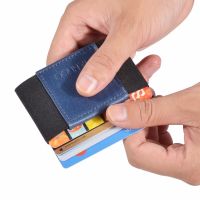 （Layor wallet）  Minimalist Slim Wallet Men Cardholder Mini Wallets Real Leather Business ID Card Organizer Elastic Carte Credit Card Holder