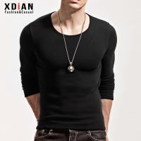 original High-end mens fleece bottoming shirt long-sleeved T-shirt winter thick thermal underwear youth tight top can be worn as a single piece