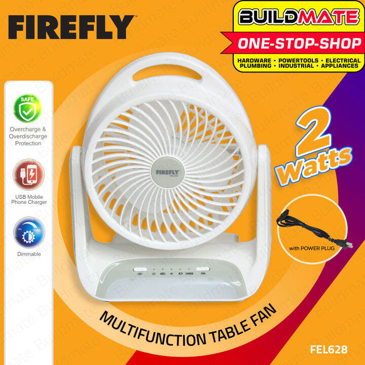 FIREFLY 5.5" Inch 2W 3Ah Rechargeable Fan Multifunction Table Fan With
