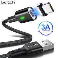 Twitch 3A USB Type Cสายชาร์จใหม่แม่เหล็กสายสำหรับซัมซุงS10 S9บวกค่าใช้จ่ายได้อย่างรวดเร็วสายเคเบิลข้อมูลสำหรับXiaomi Redmi Note 10 8 Proประเภท-Cสายส่งโทรศัพท์มือถือแม่เหล็กUSB Cสายไฟสายชาร์จ