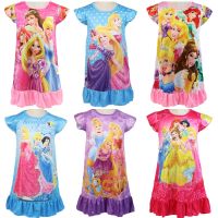 Disney Princesses  Girl Dress Rapunzel Summer Frozen  Kids Clothes Childrens Pajamas Birthday Casual Costume Belle Ariel Aurora  by Hs2023