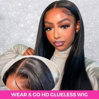 【jw】┇✴ Glueless Preplucked Human Wigs To Wear and Go Transparent 13x4 Straight Frontal Wig 4X4 Closure Pre Cut