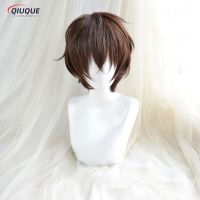 New Arrival Anime Bungo Stray Dogs Dazai Osamu Short Brown Curly Hair Heat Resistant Cosplay Costume Wig + Track + Cap