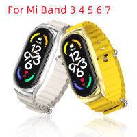 สายรัดมหาสมุทรสำหรับ Mi Band 6 5 4 3สายรัดข้อมือระบายอากาศ Mi Band7สแตนเลสหัวเข็มขัดสมาร์ทวอท์ชมหาสมุทรสายซิลิโคน S25