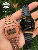 (ถูกที่สุด) casio นาฬิกาข้อมือ รุ่น B640WC-5A กล่อง+คู่มือ คาสิโอ้ สายเหล็ก กันน้ำ100%  สีพิ้งโกล์ว ดำทอง  RC610