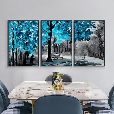 ภาพโปสเตอร์นอร์ดิกรูปศิลปะบนผนังผ้าใบสีฟ้าต้นไม้ศิลปะนามธรรมสมัยใหม่716-A1ตกแต่งตกแต่งห้องนั่งเล่นนอร์ดิก (1ชิ้น)