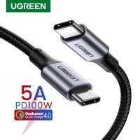 【คุณภาพสูง】UGREEN สายชาร์จ สาย USB-C ไปยัง USB-C USB Type C 100W การจ่ายพลังงาน PD สำหรับ Apple MacBook Pro Huawei Matebook iPad Pro 2020 Chromebook Pixel 3 XL Samsung Note 10 S20 S10 Nintendo SWITCH 3FT