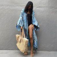 Hot sell 8 Colors Retro Tie Dye Striped Self Belted Bikini Cover-ups Women Summer Kimono Beach Dress Beach Wear Swim Suit Cover Up