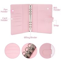 A5 Leather Notebook Binder with 16Pcs A5 Plastic Binder Pockets, Budget Envelope System,A5 Budget Planner Binder Cover