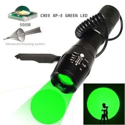 LED green light mouse tail spotlight tactical wire control switch aluminum alloy strong light super bright lighting flashlight