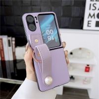 เคสโทรศัพท์หนังแฟชั่น HOCE สำหรับ OPPO Find N2 Flip สายรัดข้อมือไข่มุก5G สำหรับ Oppo Findnflip เคสฝาพับ