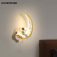 DOOMYHOME ไฟผนัง LED ที่ทันสมัยนักบินอวกาศสุดสร้างสรรค์,สไตล์การ์ตูนใหม่สำหรับห้องนั่งเล่นห้องนั่งเล่นเบบี้โคมไฟข้างเตียงนอนสำหรับเด็กโคมไฟในร่ม