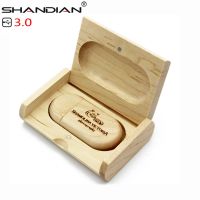 SHANDIAN USB 3.0 1PCS free custom logo USB Flash Drive Oval Pendrive 4GB 16GB 32GB 64GB Gift Pen Drive with Wooden Box