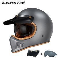 【LZ】▤  Capacete de Motocicleta Full Face Lente HD Anti-UV Vintage FRP Shell Café Racer Moto Motocross Windproof Unisex DOT Aprovado