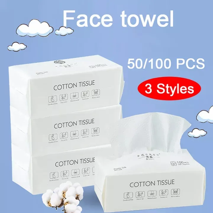 50/100pcs Disposable Face Towels, Extra Thick Remove Makeup Face Wipes ...