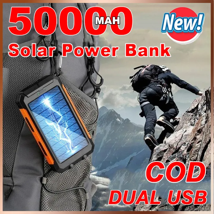 RMO 50000mAh Solar Power Bank（Solar power only for lighting） Dual USB ...