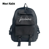 Movi Katie? กระเป๋าสะพายหลัง  นักเรียนผ้าใบ กระเป๋านักรียน กระเป๋าเป้ความจุขนาดใหญ่  ขาวดำสไตล์เกาหลี กระเป๋าเป้แฟชั่