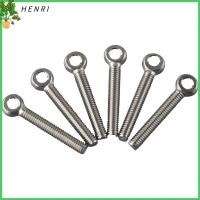 HENRI 6PCS M6x40mm แหวนสกรูสำหรับยก เงินสีเงิน 304สแตนเลสสตีล สลักเกลียวตา ฮาร์ดแวร์สำหรับคลังสินค้า ทนทานสำหรับงานหนัก สลักเกลียวแบบห่วง ที่ยึดสำหรับยึด