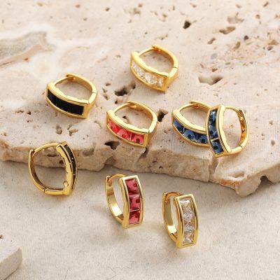 【CC】 New CZ Huggie Hoop Earrings for Multicolor Gold Plated Small Earring 2023 Trend Cartilage Piercing Jewelry