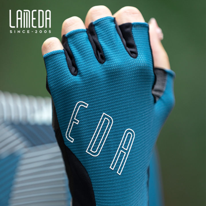 lameda-ถุงมือปั่นจักรยานถุงมือขี่จักรยานแบบมืออาชีพ-ถุงมือครึ่งนิ้วมาใหม่ฤดูใบไม้ผลิฤดูร้อนถุงมือรองรับแรงกระแทกระบายอากาศกันความชื้นที่สึกหรอถุงมือขี่จักรยานเสือภูเขาจักรยานเสือหมอบการออกกำลังกายกลาง