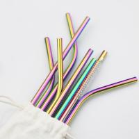 Reusable Drinking Straw 18/10 Stainless Steel Straw Set High Quality Metal Colorful Straw With Cleaner Brush Bar Party Accessory Specialty Glassware