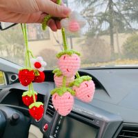 【jw】❀  Morango Flor Acessórios Do Carro Espelho Pendurado Fruit Adolescentes Interior Retrovisor Decoração Peças