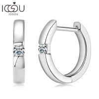 IOGOU 100 Moissanite Hoop ต่างหู GRA 2.0มม. VVS1เครื่องประดับ Fine Original Simple 925เงินสเตอร์ลิงต่างหูผู้หญิง Men