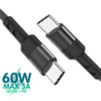 RIXINNY สายเคเบิ้ลสำหรับชาร์จ Type-C USB สายดาต้าแบบพกพาทนทาน USB2.0ชาร์จได้อย่างรวดเร็วสายเคเบิลชนิด C ตัวผู้ USB C สายถักเปียสายชาร์จสายข้อมูล PD