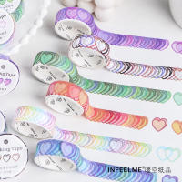 สติ๊กเกอร์ตกแต่งรูปหัวใจแบบม้วน 100ชิ้น masking tape  สติ๊กเกอร์น่ารักๆ ตกแต่งไดอารี่ สติ๊กเกอร์ไดคัท ลายน่ารัก สติ๊กเกอร์ตกแต่ง