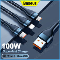 Baseus 100W USB Type-CสายสำหรับIPhone 5Aข้อมูลMicro USB USBข้อมูลPD 20W QC 18WสำหรับHuawei Fastชาร์จสำหรับแท็บเล็ตสำหรับแล็ปท็อปสายไฟ8เส้นหนาแกน