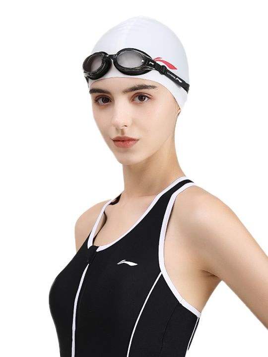 ที่ได้-ชุดแว่นตาว่ายน้ำผู้ชายและผู้หญิงที่เป็นผู้ใหญ่-li-ning-แว่นตาว่ายน้ำมืออาชีพสายตาสั้นความละเอียดสูงกันน้ำกันฝ้าหมวกว่ายน้ำ
