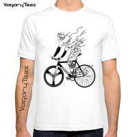 Vintage Bicycles No Brakes T-Shirt Fashion Men Short Sleeve Bikes Print White Casual Tops Hip Hop Tee Shirt